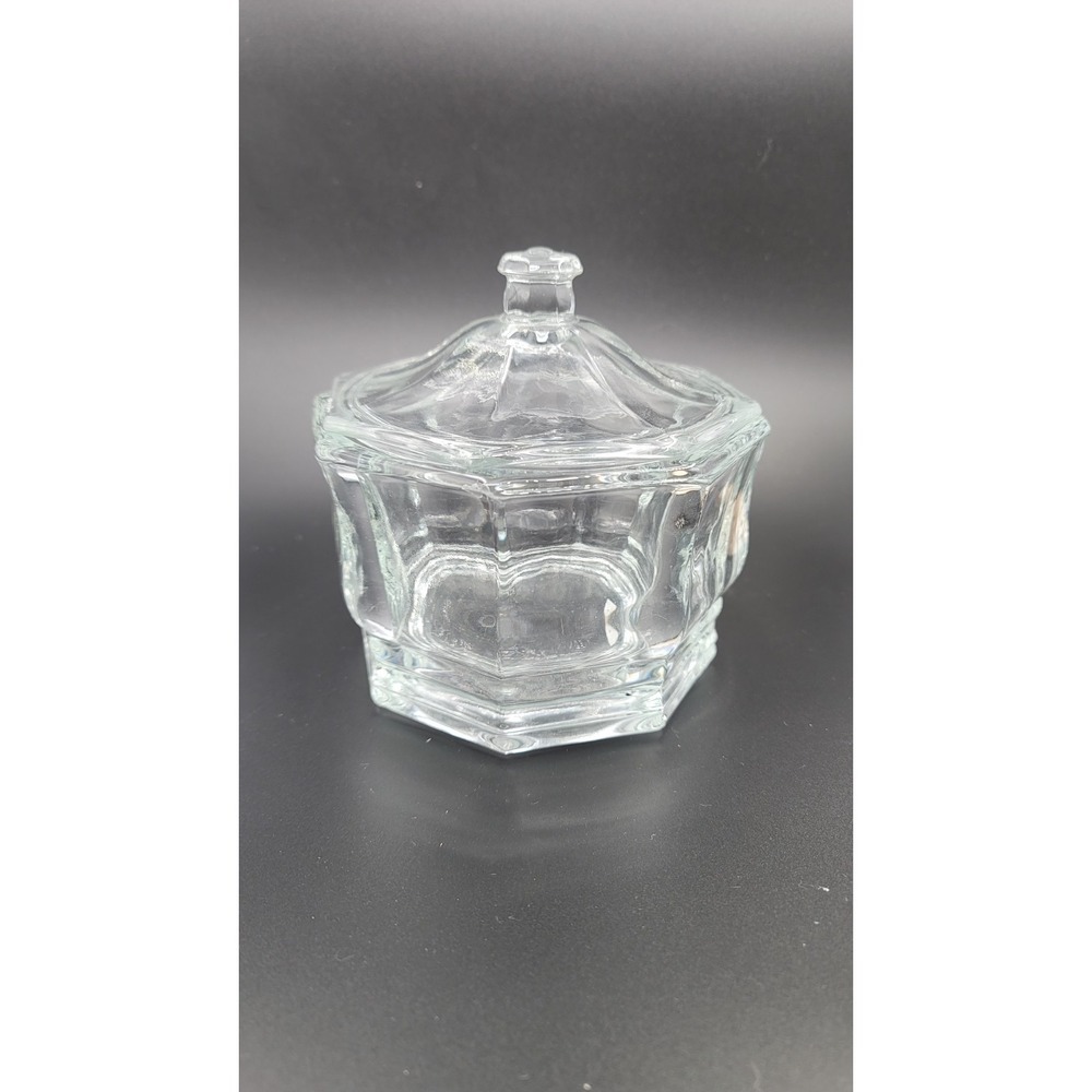 Vintage Indiana Clear Glass Concord Octagon Candy Dish With Lid